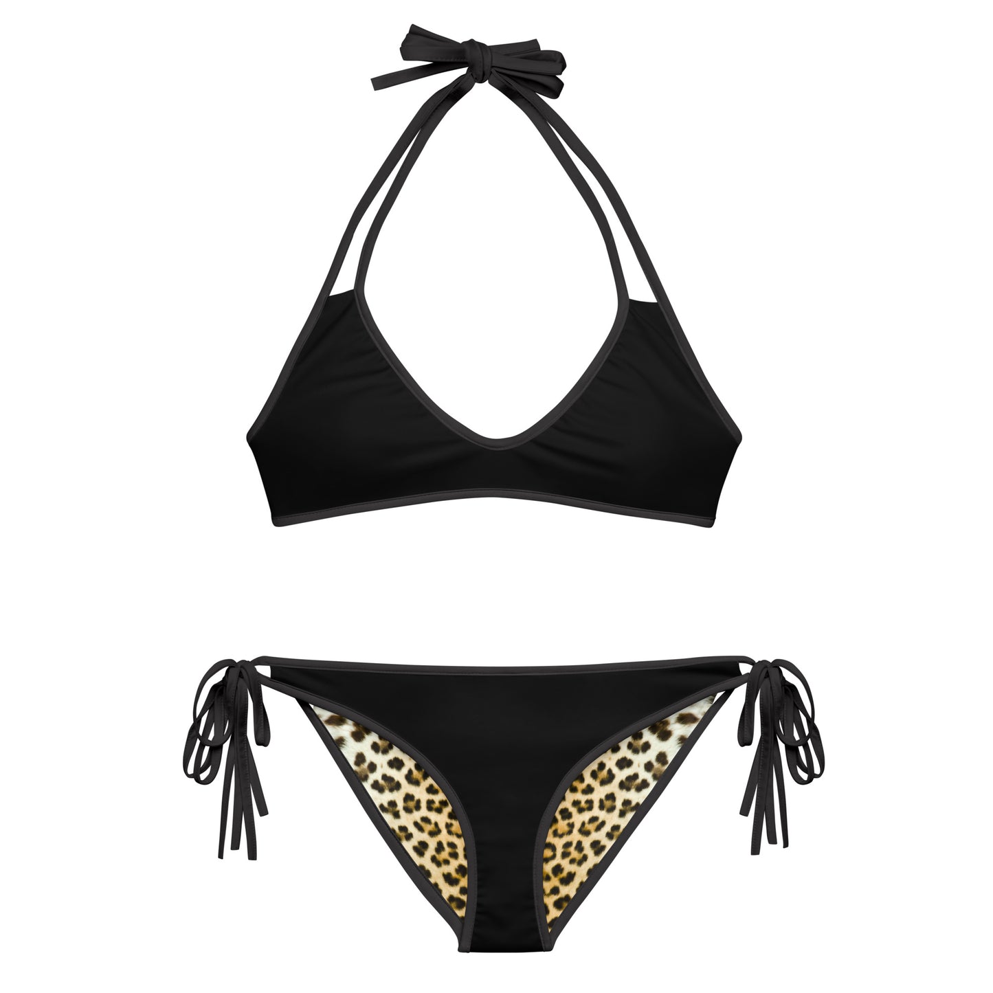 Women Swimwear Reversible Bikini Set in Leopard