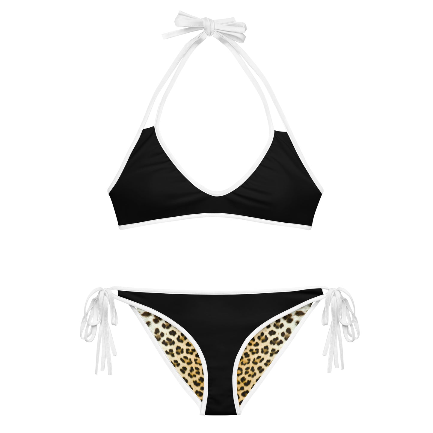 Women Swimwear Reversible Bikini Set in Leopard