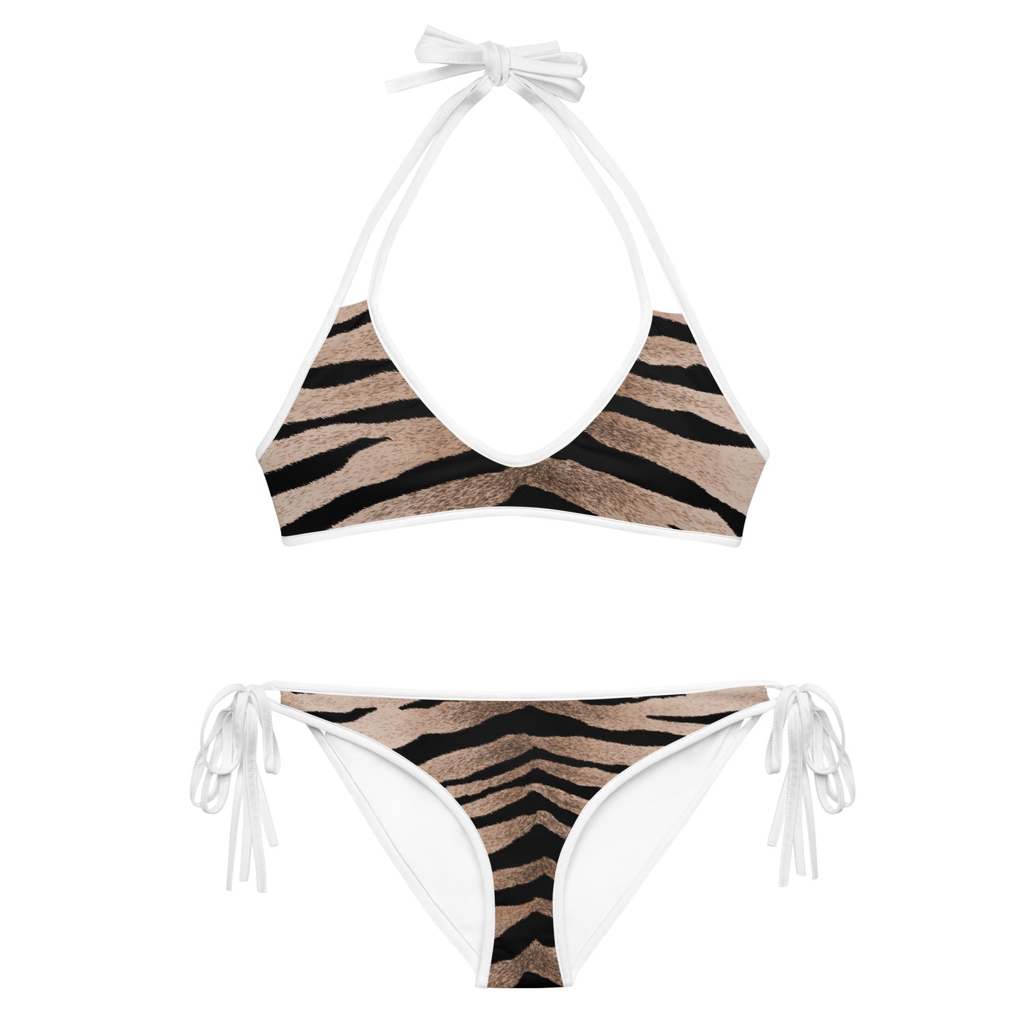 Women Swimwear Reversible Bikini Set In Tiger