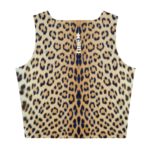 Women Set Crop Top in Leopard with Necklace