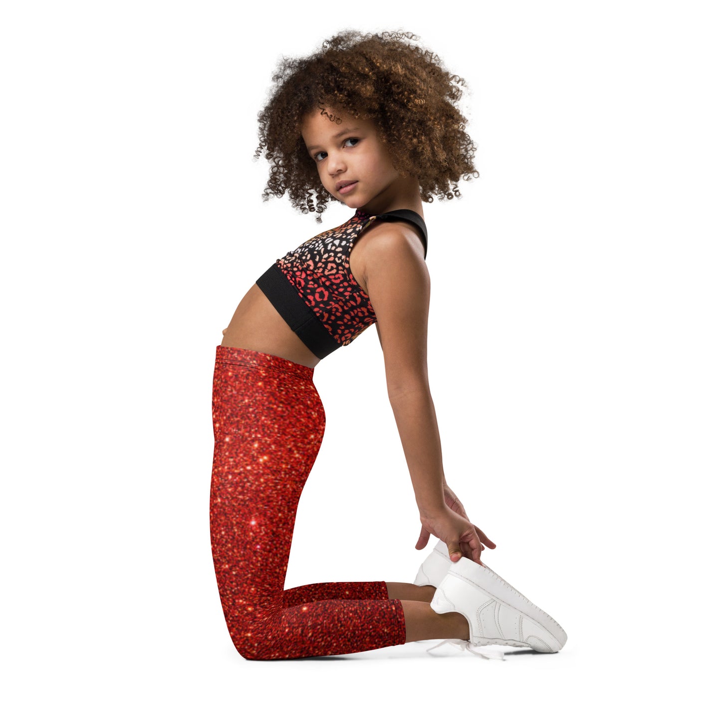 Holiday Kid's Leggings in Red Sparkle