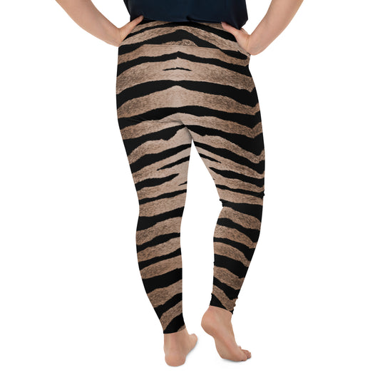 Plus High-Waist Leggings in Tiger Design