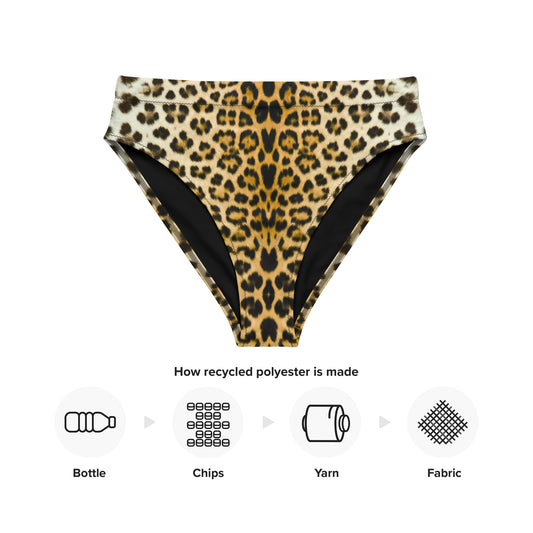 Women Set Swimwear Eco Recycled High-Rise Bikini Bottom in Leopard