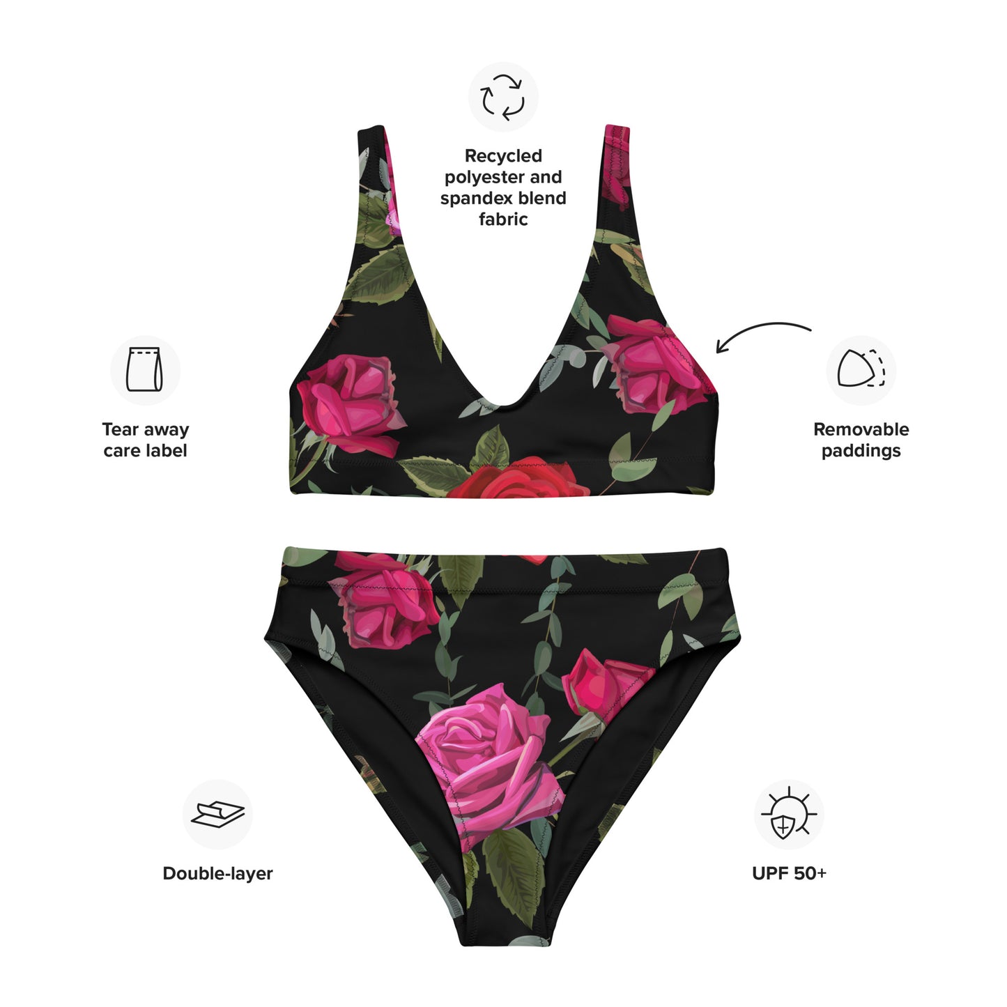 Eco Women Swimwear High-Rise Bikini Set In Floral