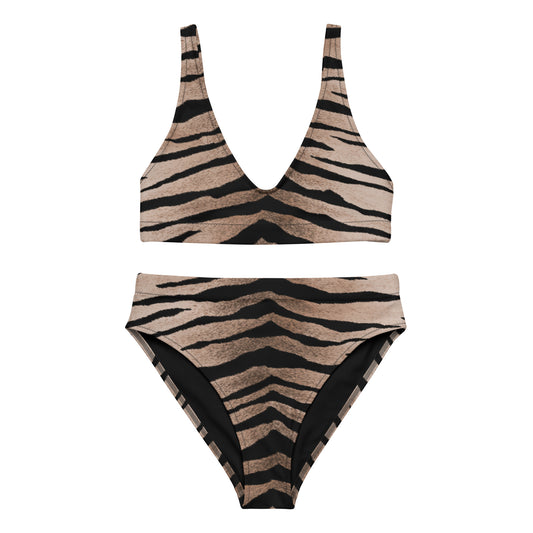 Women Swimwear Eco Recycled High-Rise Bikini Set In Tiger