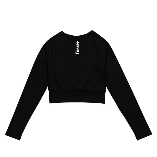 Eco Long-sleeve Swim Crop Top in Black