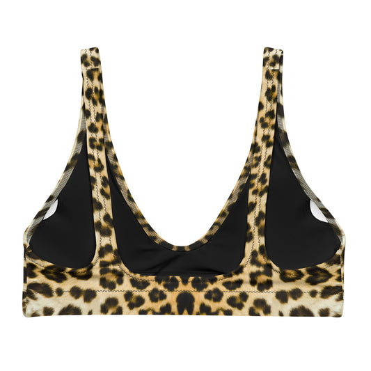 Women Set Swimwear Eco Recycled Padded Bikini Top in Leopard