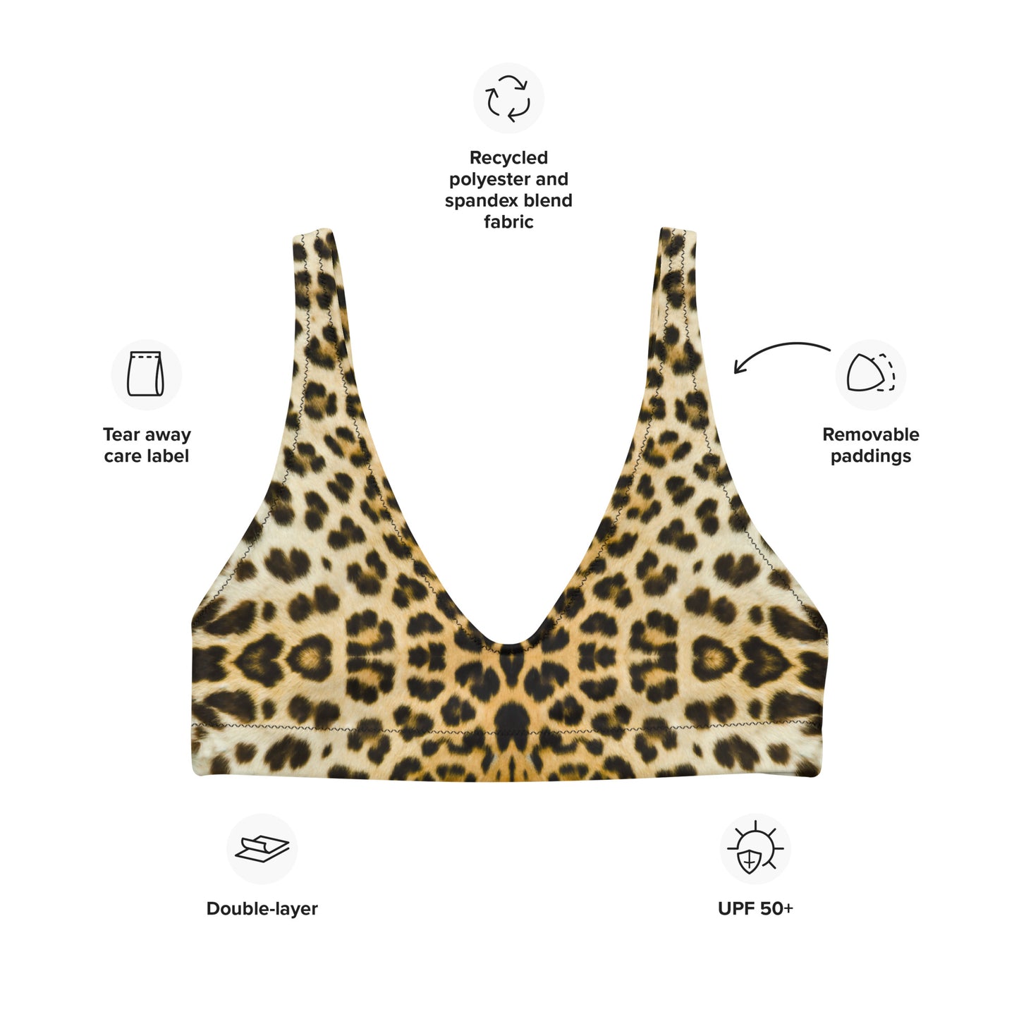 Women Swimwear Eco Recycled High-Rise Bikini Set Swim Set in Leopard
