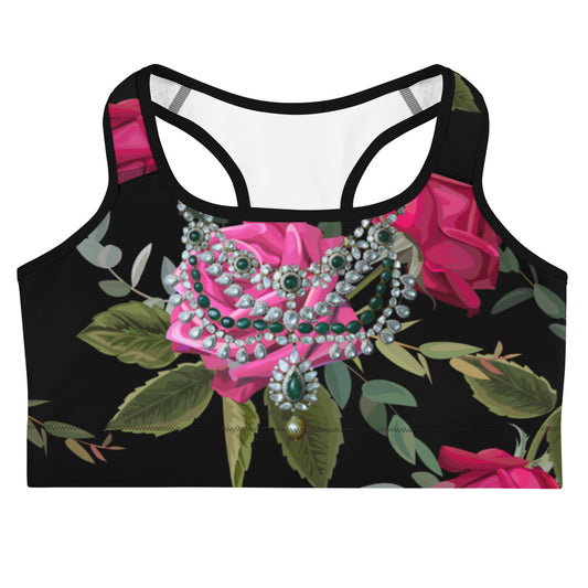 Women Set Bra Top in Floral Design with Necklace