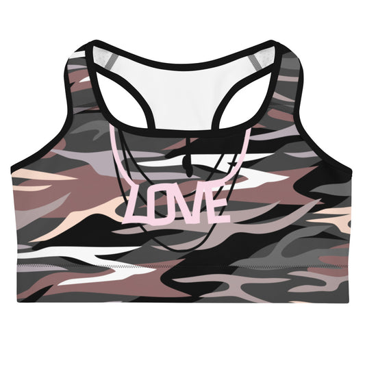 Women Top Sports Bra Set In Camo with Love
