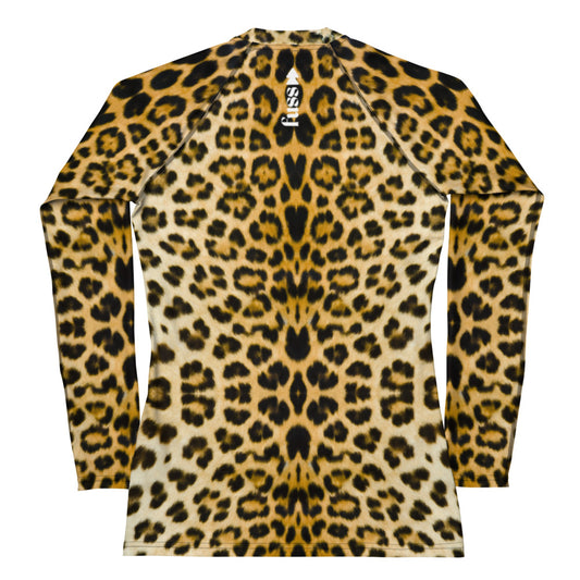 Women's Set Long Sleeve Swim Top in Leopard With Necklace