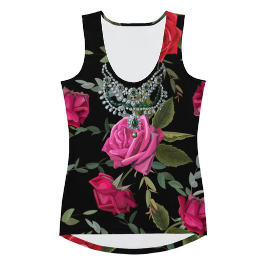 Women Set Tank Top In Floral with Necklace