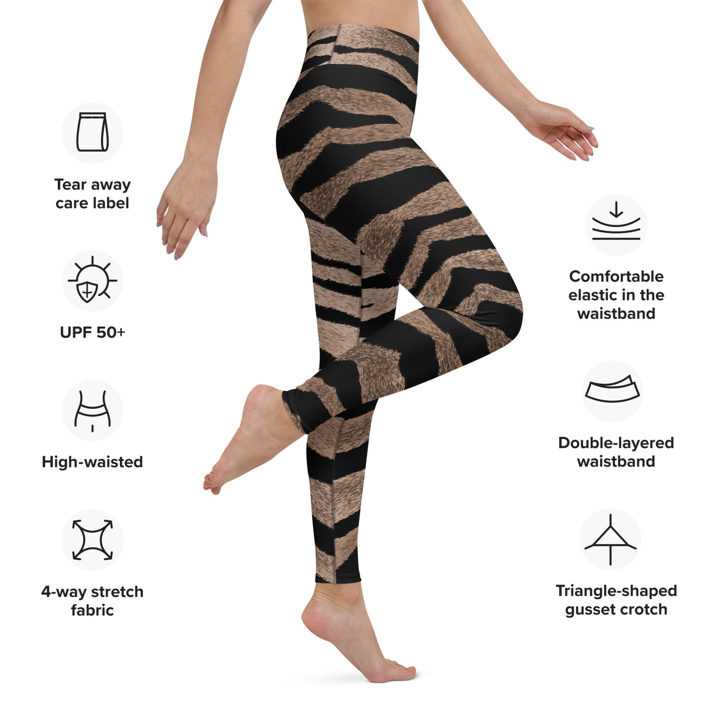 Women High-Rise Leggings Set in Tiger Design