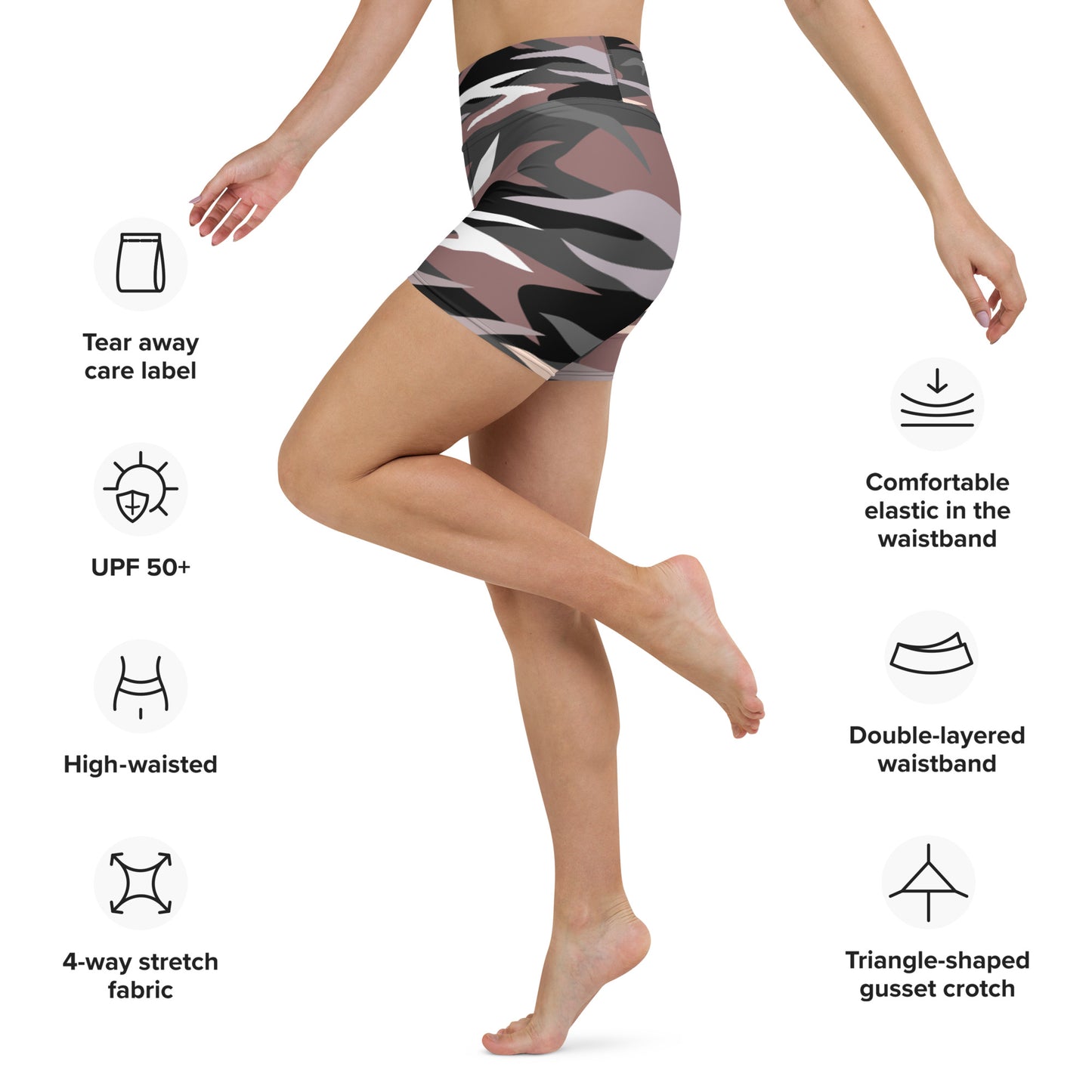 Women High-Rise Biker Set Shorts In Camo Design
