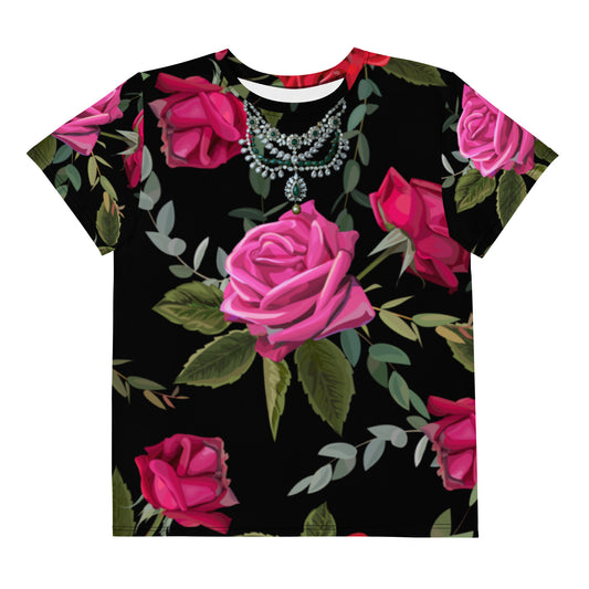 Youth t-shirt Tee Set in Floral with Necklace Design
