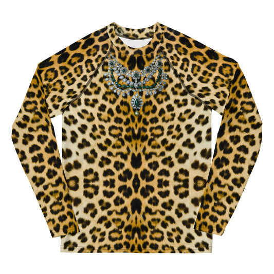 Kids Long Sleeve Top Set in Leopard with Necklace Design