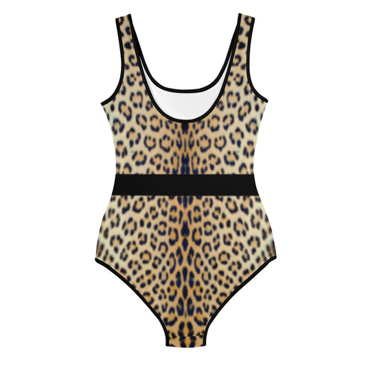 Youth Girls One-Piece Swimsuit in Leopard Design