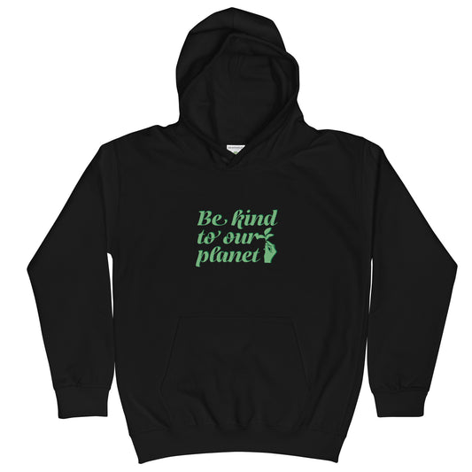 Kids Graphic Hoodie in Be Kind To Our Planet