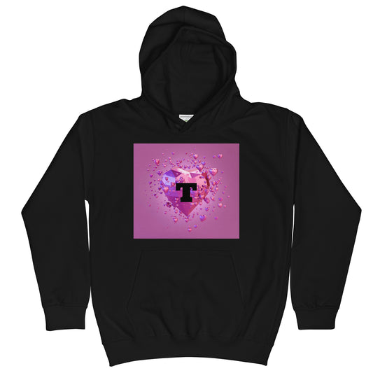 Kids Custom Personalized Monogram Hoodie in Pink Heart