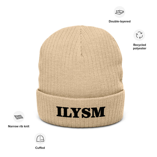 Embroidered Eco Beanie in ILYSM.