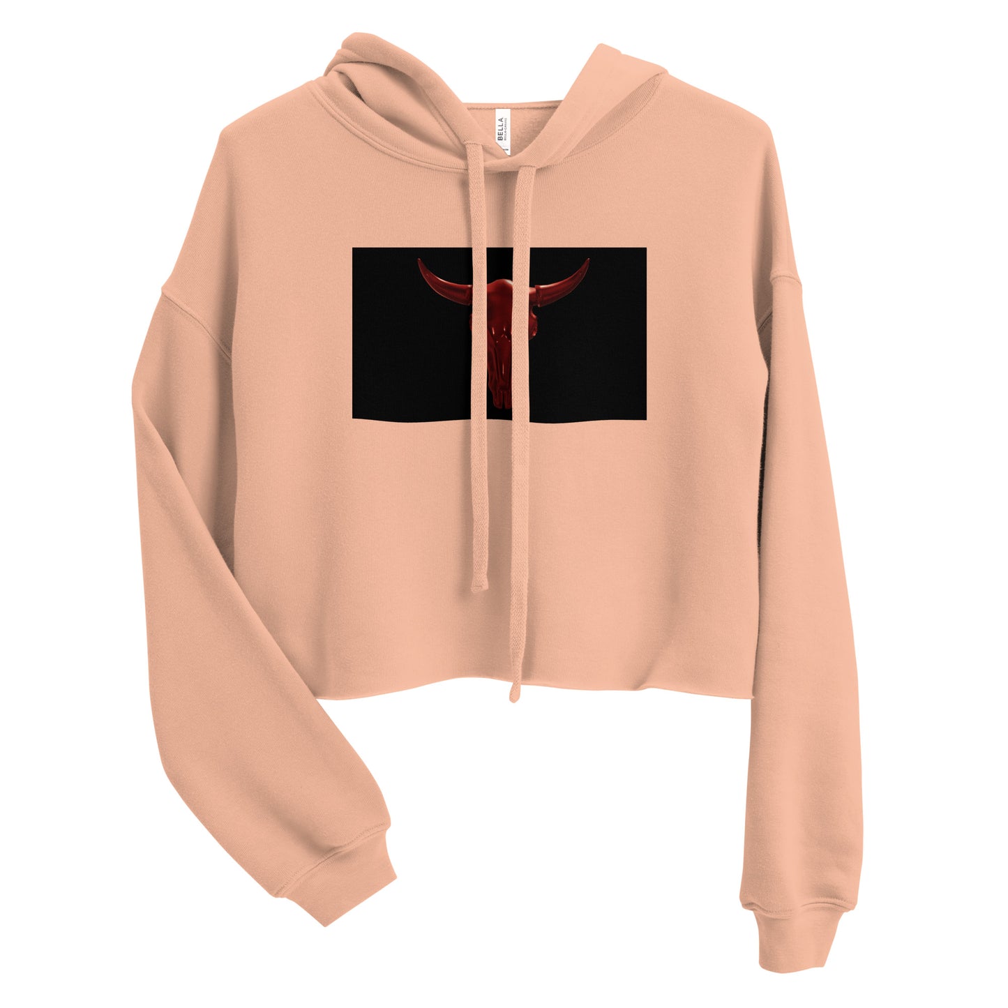 Women Graphic Crop Cotton Hoodie in Red Horn