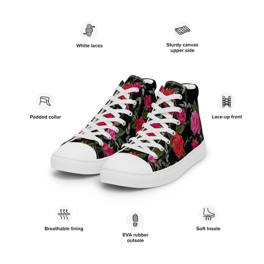 Women High Top Canvas Sneaker Shoe in Floral Design