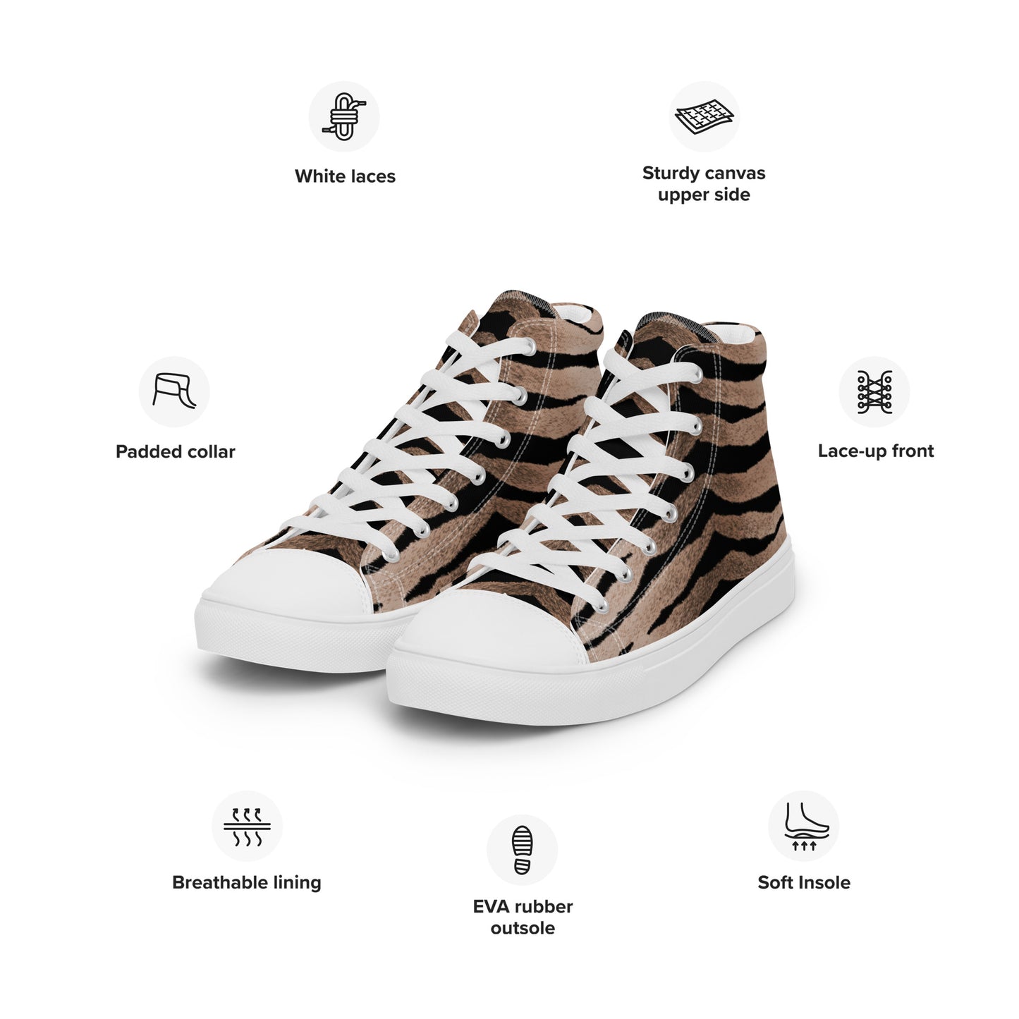 Women High Top Canvas Sneaker Shoe In Tiger Design