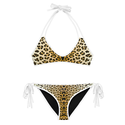 Women Swimwear Reversible Bikini Set in Leopard