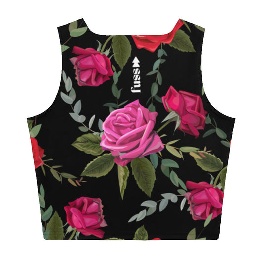 Women Set Crop Top in Floral with Necklace