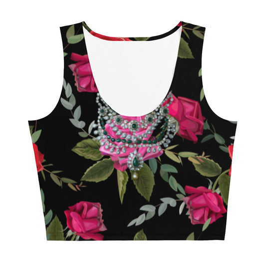 Women Set Crop Top in Floral with Necklace