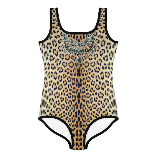 Kids Swimsuit in Leopard with Necklace Design