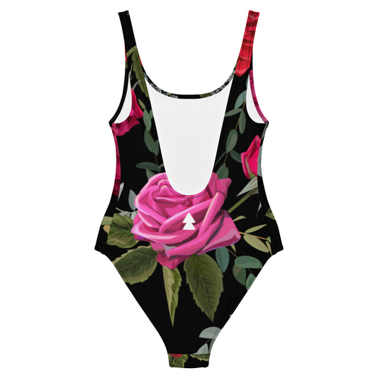 Women One-Piece Swimsuit in Floral with Necklace