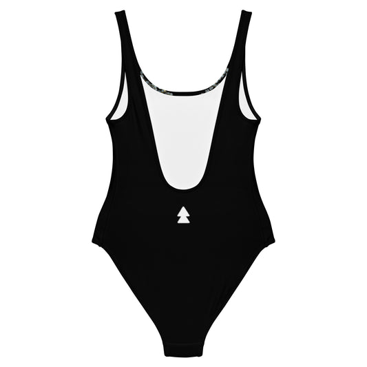 Women One-Piece Swimsuit in Black with Necklace