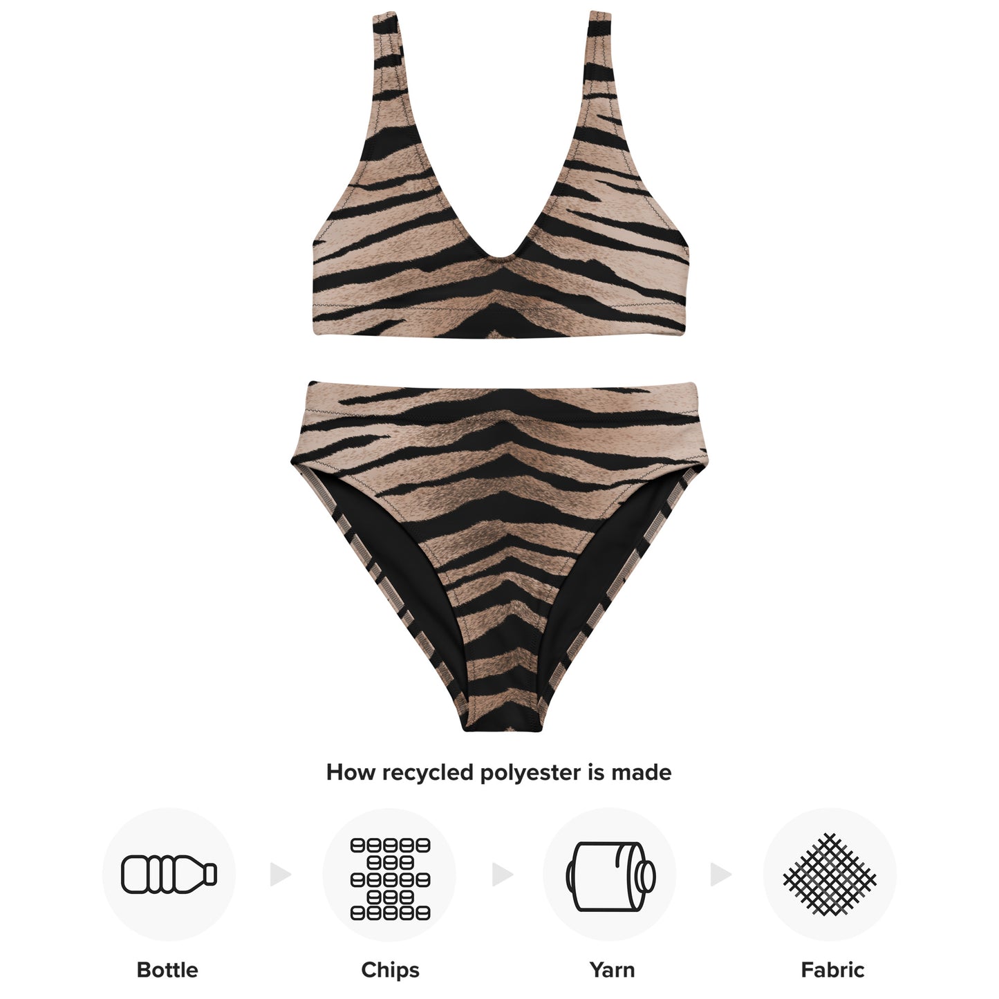 Women Swimwear Eco Recycled Padded Bikini Top In Tiger