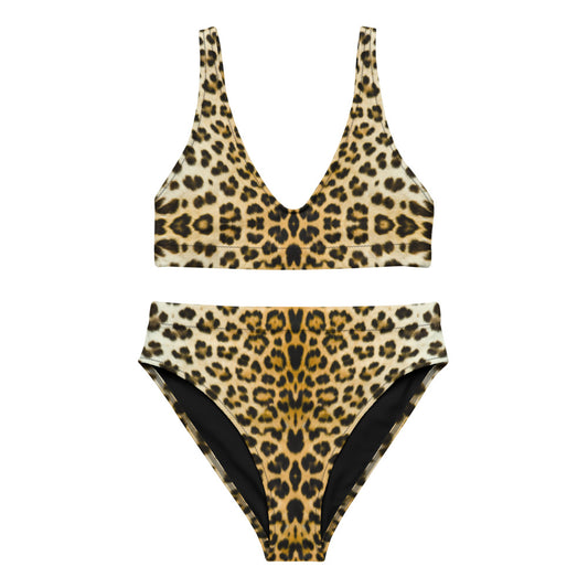 Women Swimwear Eco Recycled High-Rise Bikini Set Swim Set in Leopard
