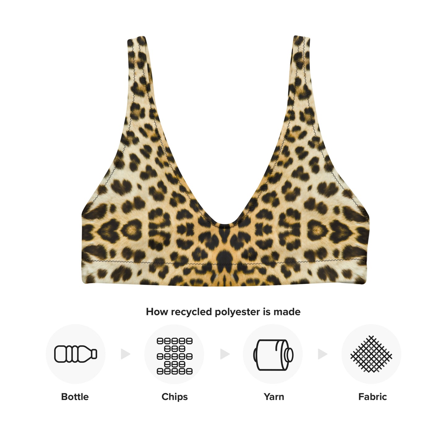 Women Set  Swimwear Eco  Recycled Padded Bikini Top in Leopard