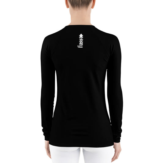 Women's Long sleeve Swim Top in Black with Necklace