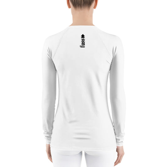 Women's Swim Long Sleeve Top in White with Necklace