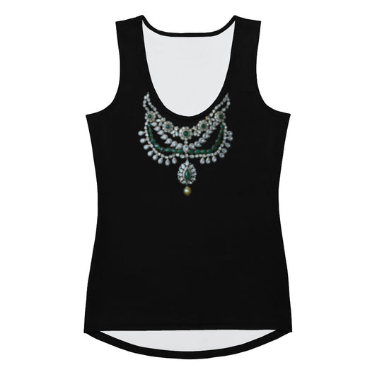 Women Tank Top in Black with Necklace