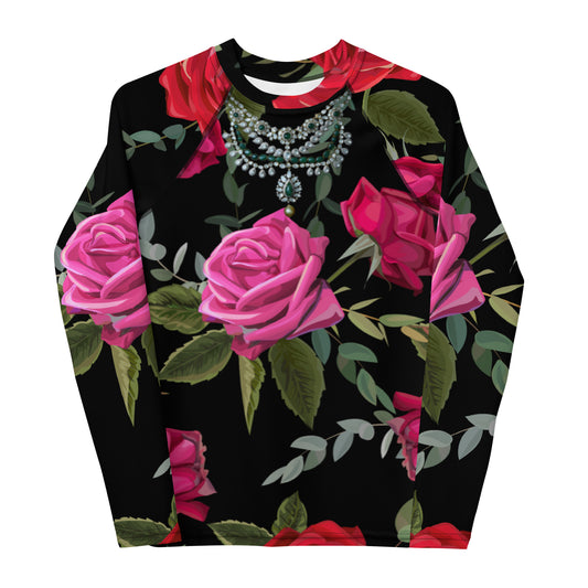 Youth Set Long Sleeve Top in Floral with Necklace Design