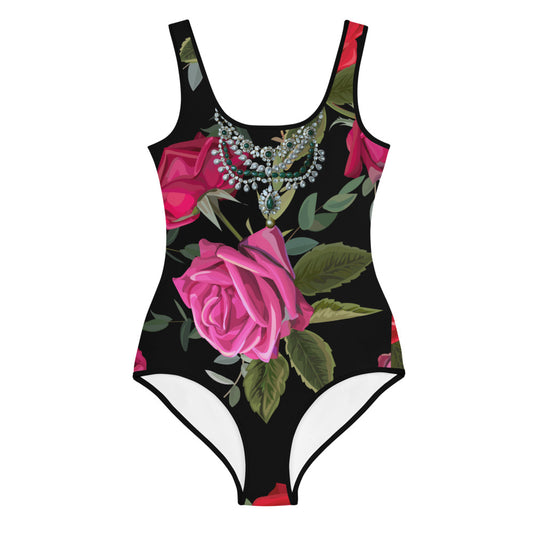 Youth Swimsuit in Floral with Necklace Design