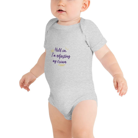 Baby T-shirt Bodysuit In Hold On I'm Adjusting My Crown - fussforward