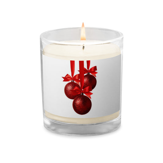 Holiday Candle Gift in Red Ornaments