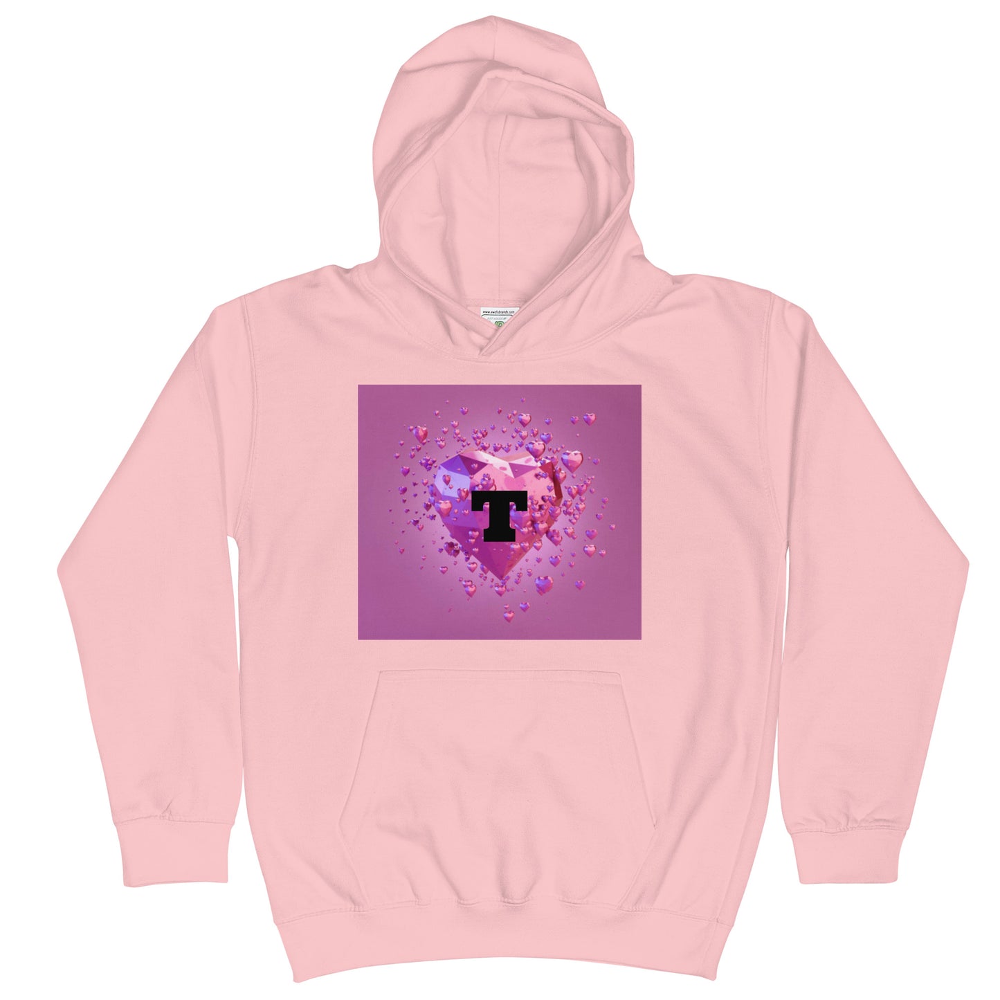 Kids Custom Personalized Monogram Hoodie in Pink Heart