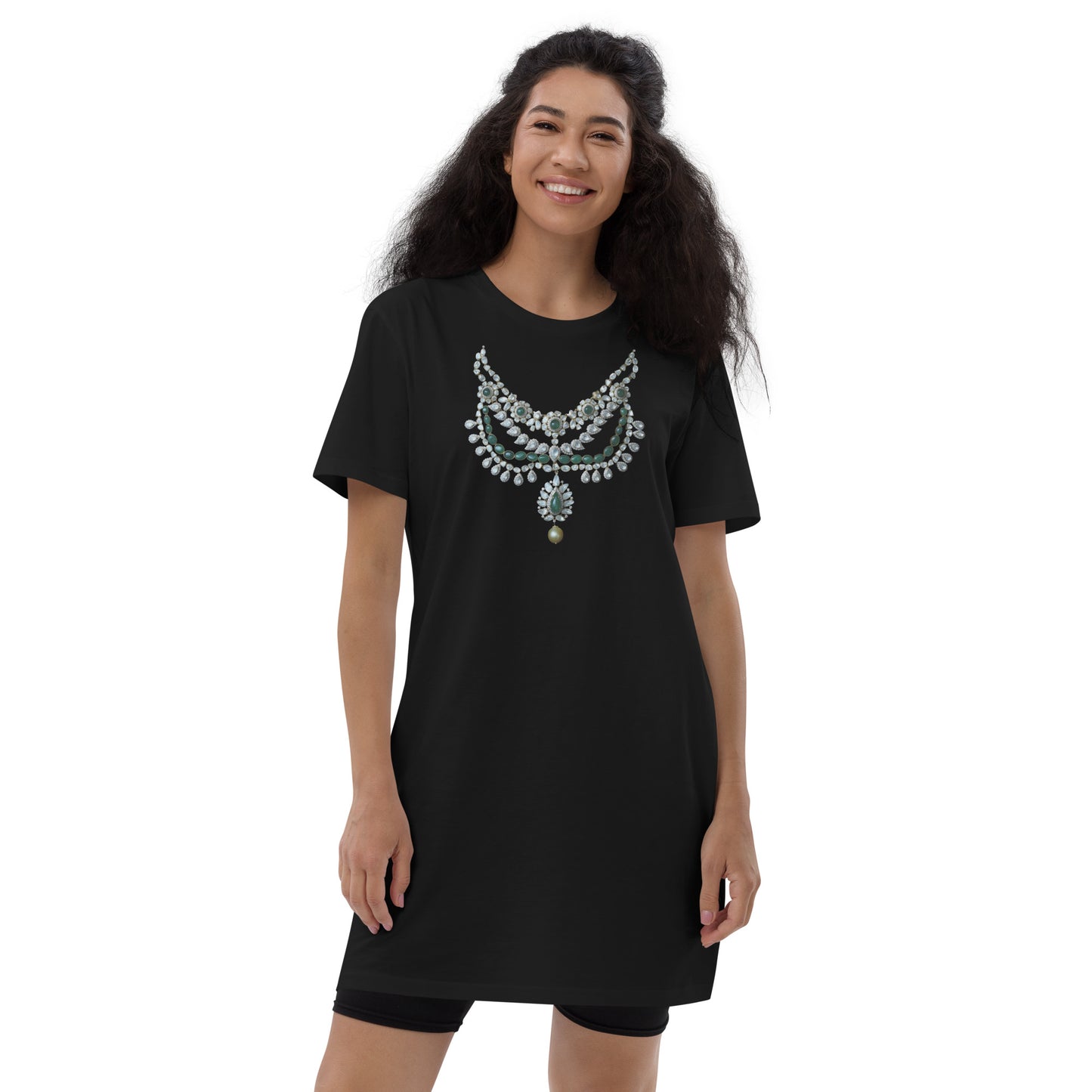 Women's Eco Organic Cotton T-shirt Top Dress with Necklace