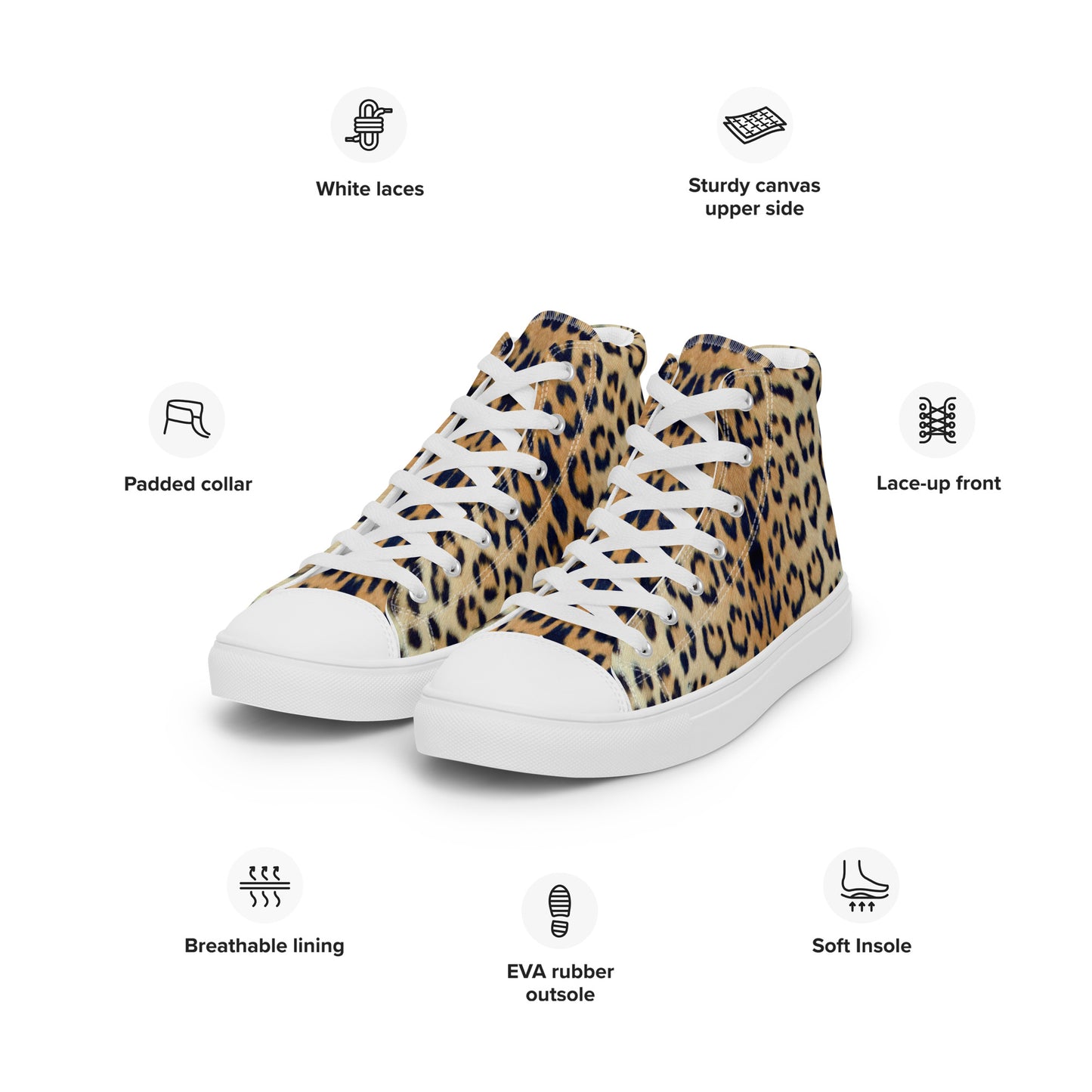 Women High Top Canvas Sneaker Shoe in Leopard Design